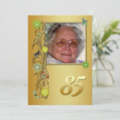 Golden Garden 85th Birthday party uitnodiging (Staand voorkant)