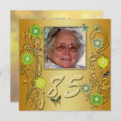 Golden Garden 85th Birthday party uitnodiging (Voorkant / Achterkant)