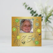 Golden Garden 85th Birthday party uitnodiging (Staand voorkant)