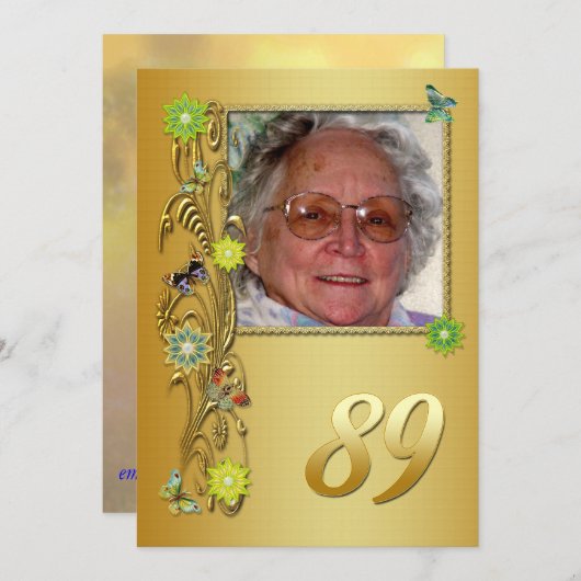 Golden Garden 89ste verjaardag uitnodiging (Voorkant / Achterkant)