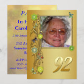 Golden Garden 92e verjaardag uitnodiging (Voorkant / Achterkant)