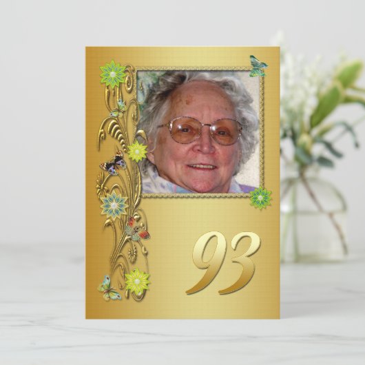 Golden Garden 93e verjaardag uitnodiging (Staand voorkant)