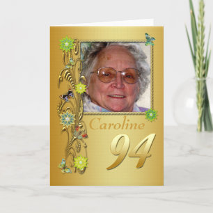 Golden Garden 94th Photo Birthday Kaart