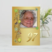 Golden Garden 97e verjaardag uitnodiging (Staand voorkant)