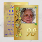 Golden Garden 98th Birthday party call Kaart (Voorkant / Achterkant)