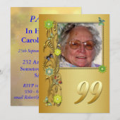 Golden Garden 99ste verjaardag uitnodiging (Voorkant / Achterkant)