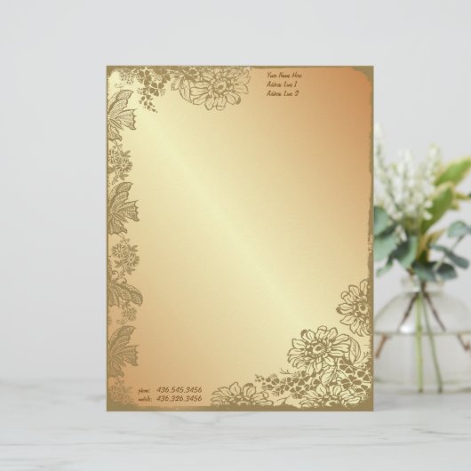 Golden Garden Briefhoofd Sjabloon (Staand voorkant)