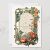 Golden Garden Lijst Floral Wedding Kaart (Voorkant)