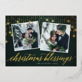 Golden Garland | Twee foto Folie Feestdagenkaart (Voorkant)