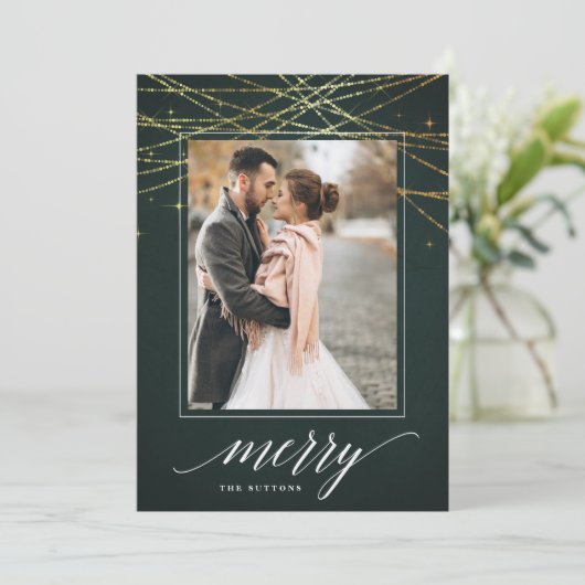 Golden Garland | Vakantieknopkaart Feestdagenkaart (Staand voorkant)