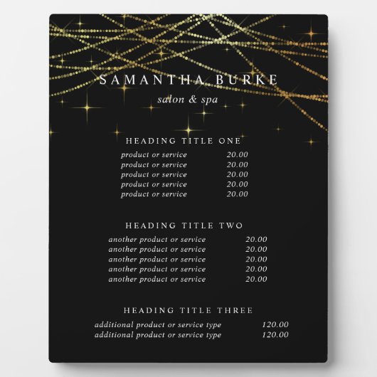 Golden Garland | Weergave van prijzen en services Fotoplaat (Voorkant)