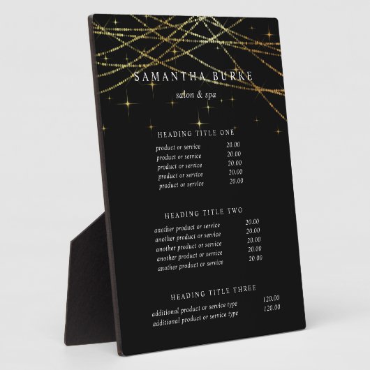 Golden Garland | Weergave van prijzen en services Fotoplaat (Zijkant)