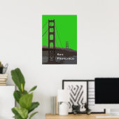 Golden Gate Abstract in Groen Poster (Thuiskantoor)