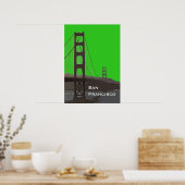 Golden Gate Abstract in Groen Poster (Keuken)