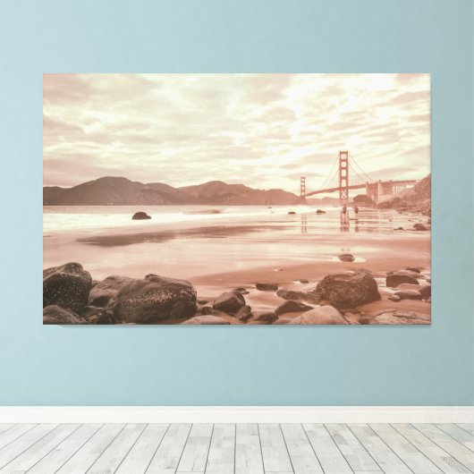 Golden Gate bij Marshall Beach Canvas Afdruk (Insitu (Houten vloer))