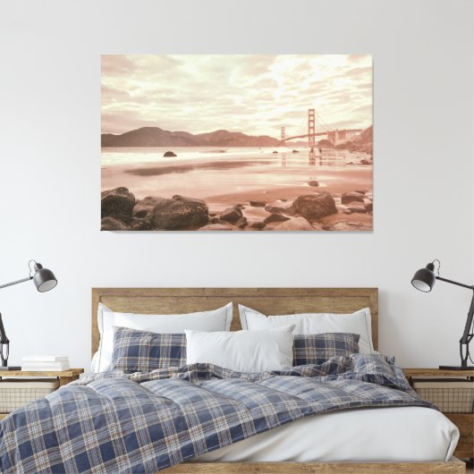 Golden Gate bij Marshall Beach Canvas Afdruk (Insitu (Slaapkamer))
