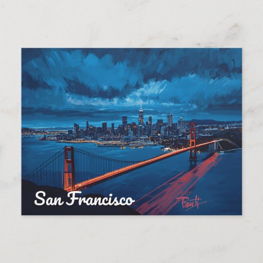 Golden Gate bij schemering – San Francisco Briefkaart (Voorkant)