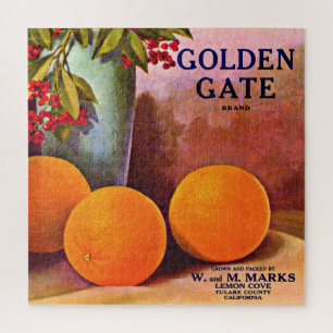 Golden Gate Brand oranje-krattenlabel uit de jaren Legpuzzel