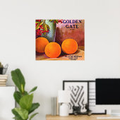 Golden Gate Brand oranje-krattenlabel uit de jaren Poster (Thuiskantoor)