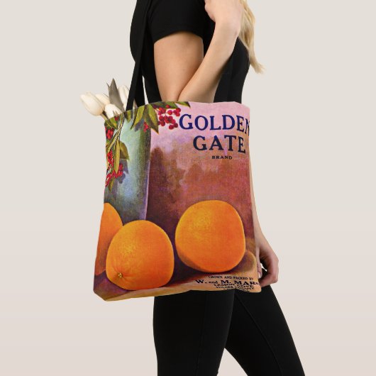 Golden Gate Brand oranje-krattenlabel uit de jaren Tote Bag (Dichtbij)