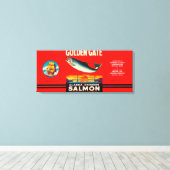 Golden Gate Brand Salmon Label- Seattle, WA Canvas Afdruk (Insitu (Houten vloer))