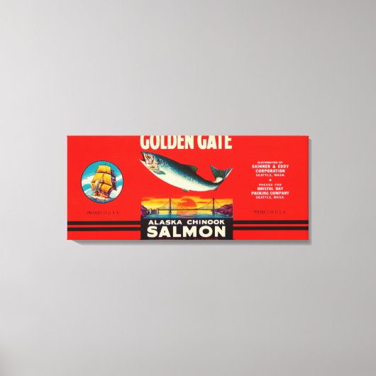 Golden Gate Brand Salmon Label- Seattle, WA Canvas Afdruk (Voorkant)