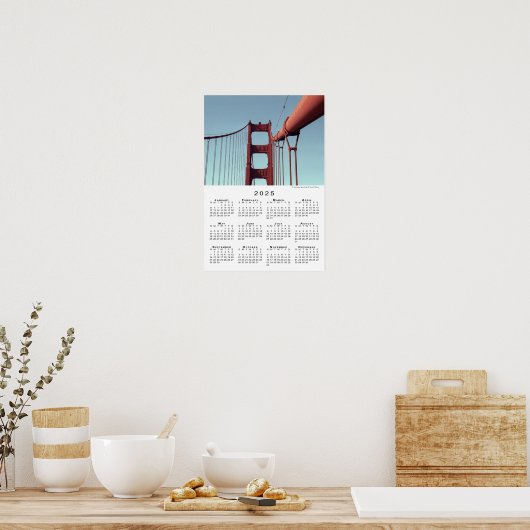Golden Gate Bridge 2025 Kalender Poster (Keuken)