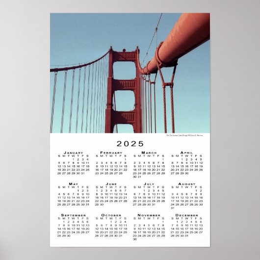 Golden Gate Bridge 2025 Kalender Poster (Voorkant)
