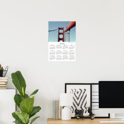 Golden Gate Bridge 2026 Kalender Poster (Thuiskantoor)