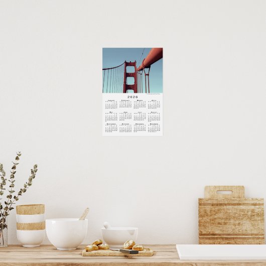 Golden Gate Bridge 2026 Kalender Poster (Keuken)