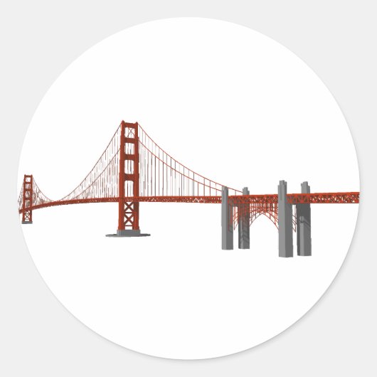 Golden Gate Bridge: 3D-model: Ronde Sticker (Voorkant)