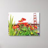Golden Gate Bridge achter bloemen Canvas Afdruk (Voorkant)