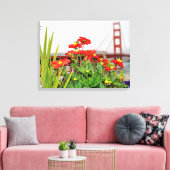 Golden Gate Bridge achter bloemen Canvas Afdruk (Insitu (Woonkamer))