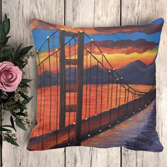 Golden Gate Bridge Acrylschildering Worpkussen Kussen (Creator heeft geüpload)