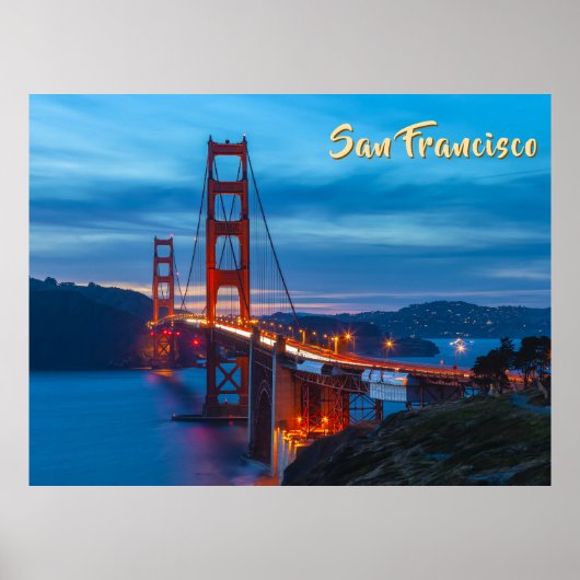 Golden Gate Bridge bij schemering Poster (Voorkant)
