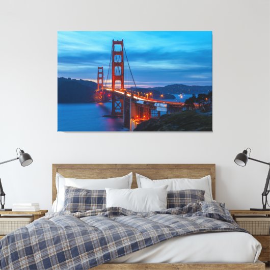 Golden Gate Bridge bij Twilight Canvas Afdruk (Insitu (Slaapkamer))