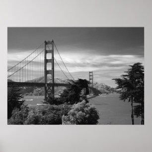 Golden Gate Bridge Black en White Poster