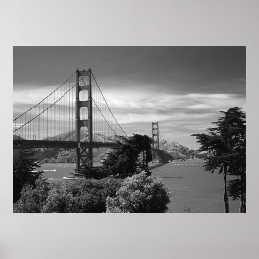 Golden Gate Bridge Black en White Poster (Voorkant)