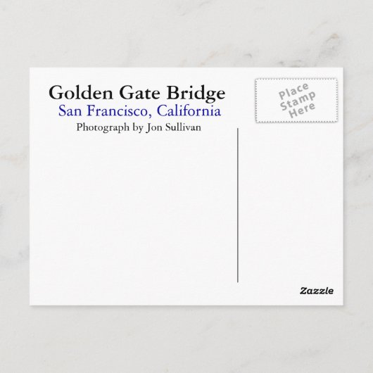 Golden Gate Bridge Briefkaart (Achterkant)