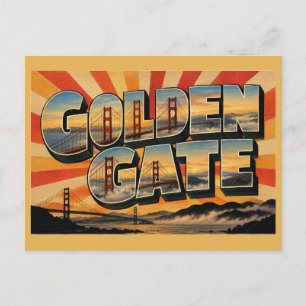 Golden Gate Bridge CA Vintage Reis Kunst Briefkaart
