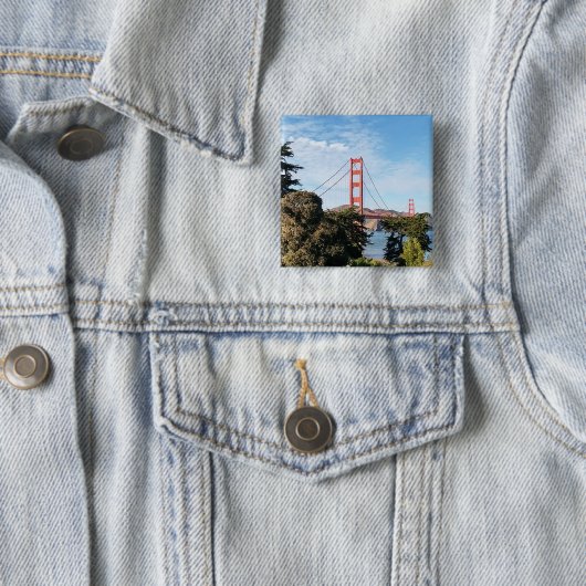 Golden Gate Bridge, Californië CA Vierkante Button 5,1 Cm (In situ)