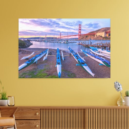 Golden Gate Bridge en Outrigger kano's Canvas Afdruk (Insitu (Woonkamer))