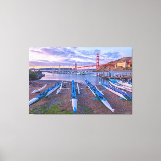 Golden Gate Bridge en Outrigger kano's Canvas Afdruk (Voorkant)