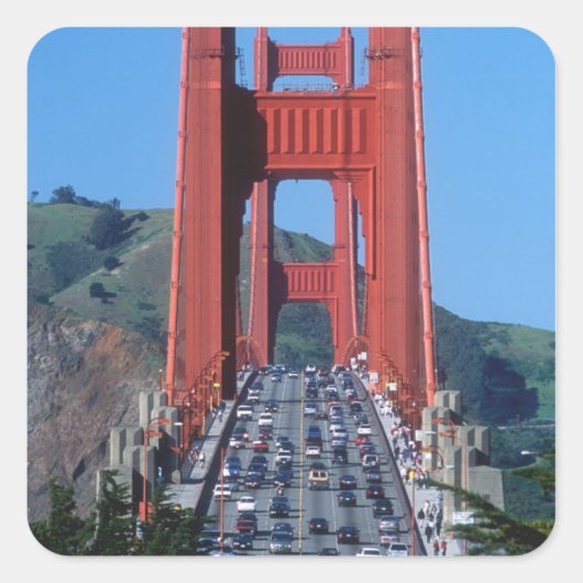 Golden Gate bridge en San Francisco Bay Vierkante Sticker (Voorkant)