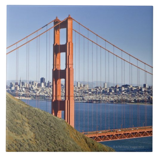 Golden Gate Bridge en San Francisco. Tegeltje (Voorkant)