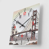 Golden Gate Bridge - Engelse en Chinese cijfers Vierkante Klok (Hoek)