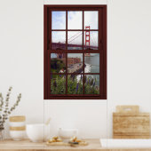 Golden Gate Bridge Faux Cherry Wood Window Poster (Keuken)