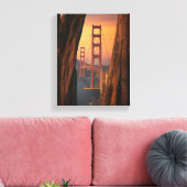 Golden Gate Bridge Foto tussen twee bomen Canvas Afdruk (Insitu (Woonkamer))