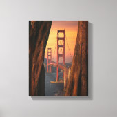 Golden Gate Bridge Foto tussen twee bomen Canvas Afdruk (Voorkant)