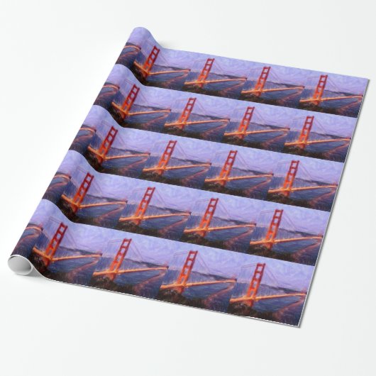 Golden Gate Bridge — gemengde media schilderen Cadeaupapier (Uitgerold)